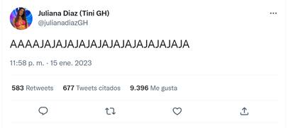 Juliana reaccionó a la expulsión de Thiago.
