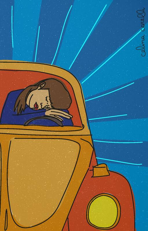 Julie Faenza se quedó repentinamente dormida al volante; la despertó el violento sacudón del coche al impactar contra el cordón de la vereda; no le pasó nada, y el mayor alivio fue saber que no había peatones ni otros autos cerca