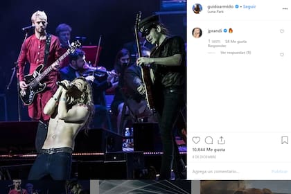 El instagram de Guido con el comentario de Julieta