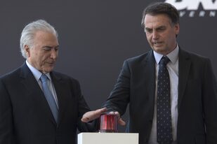 Junto a Temer, Bolsonaro participó en un acto de lanzamiento de un submarino