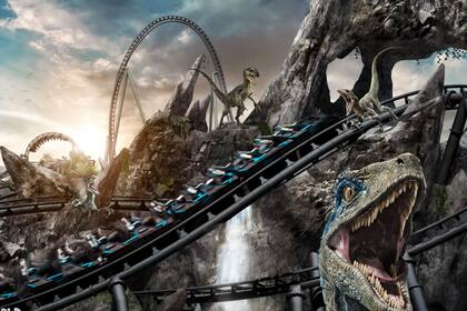Jurassic World VelociCoaster alcanzará 47 metros dela altura y tendrá un giro de 360 grados