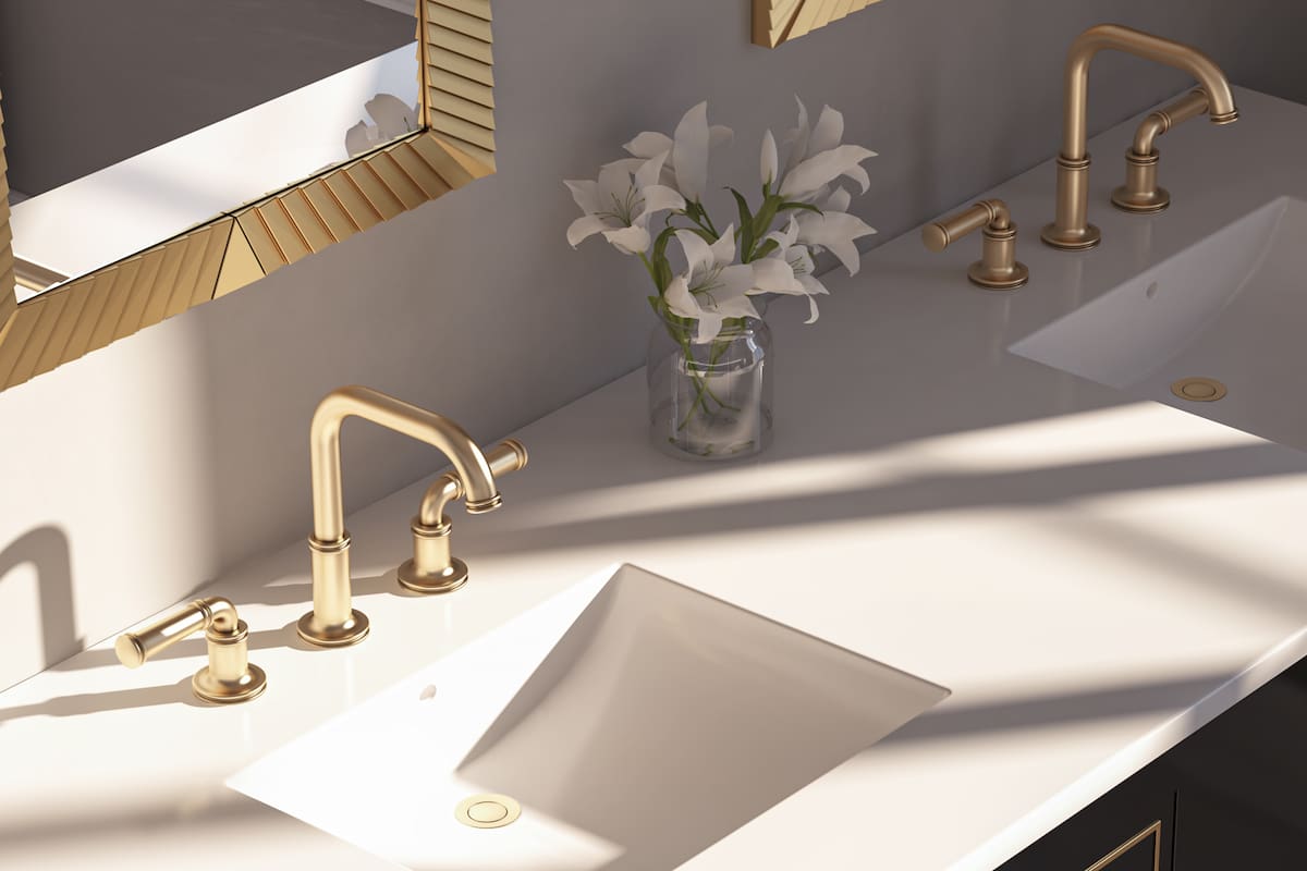 K3-Classic en su versión Brushed Gold, distinción sin límites en el baño.