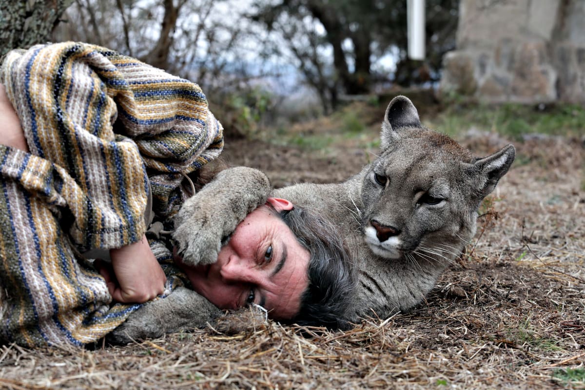 Kai Pacha con el puma Estanislao Monte, que es ciego