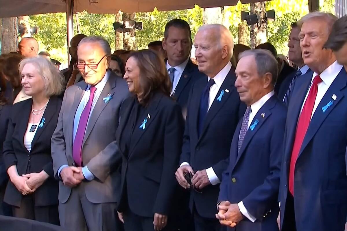 Kamala Harris, Joe Biden, Donald Trump y J. D. Vance en el acto homenaje a las víctimas del 11 de septiembre