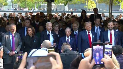 Kamala Harris, Joe Biden, Donald Trump y J. D. Vance en el acto homenaje a las víctimas del 11 de septiembre