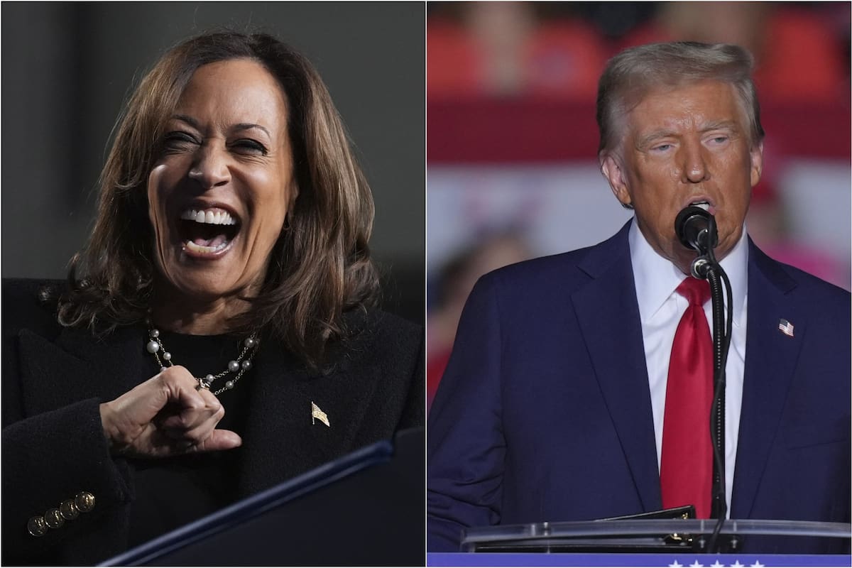 Kamala Harris y Donald Trump en diferentes actos en Pensilvania, uno de los estados decisivos de las elecciones en Estados Unidos (AP Photo/ (Jacquelyn Martin y Chris Szagola)