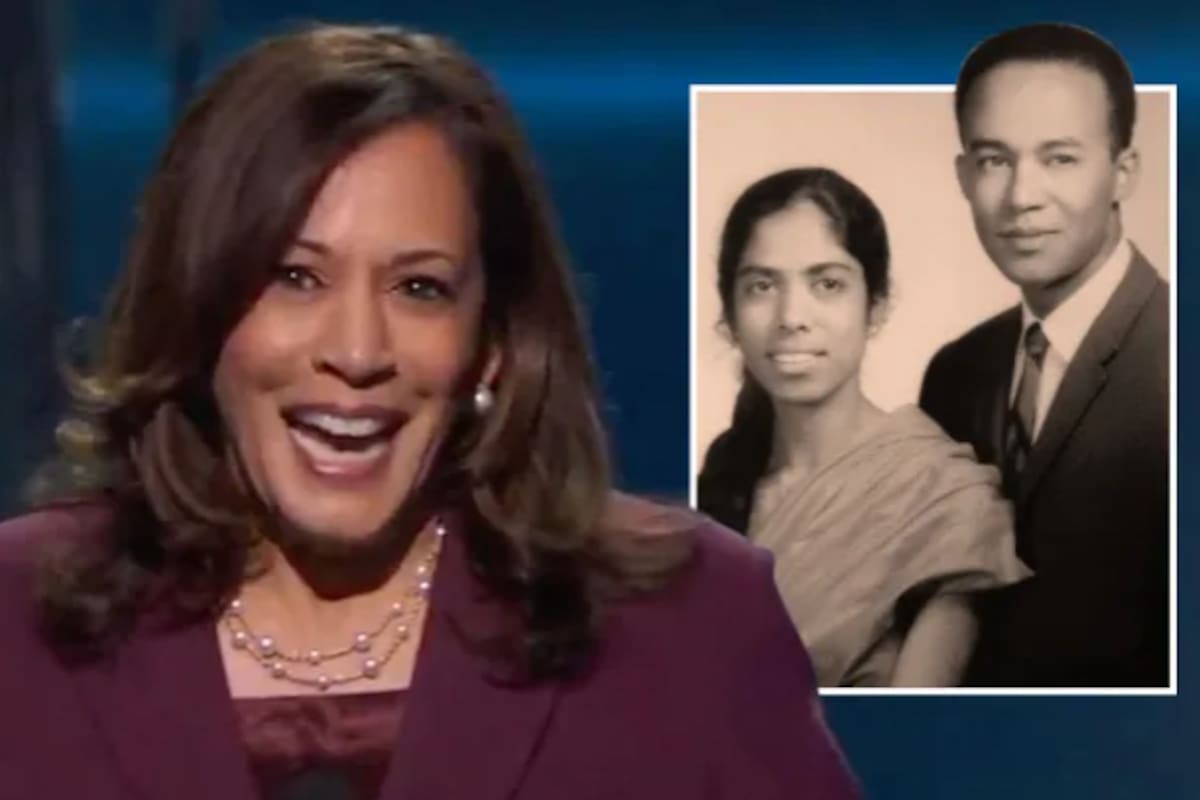 Kamala junto a sus padres (Crédito: Campaña de Kamala Harris)