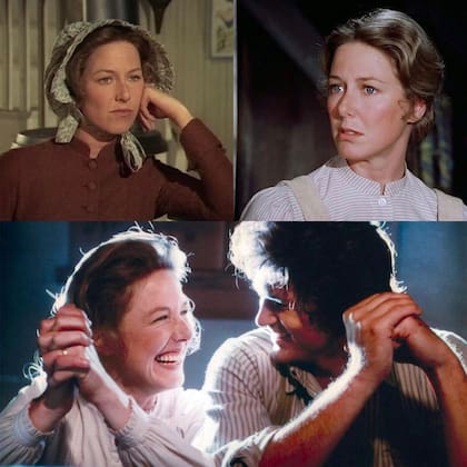 Karen Grassle en escena junto a Michael Landon, director y coestrella en La Familia Ingalls