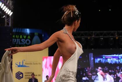 Karina Jelinek, al desnudo. A la modelo el vestido le jugó una mala pasada y dejó al descubierto parte de sus atributos.