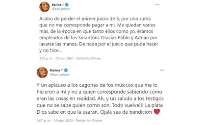 La cantante contó que perdió un juicio y se descargó con sus exmúsicos por no defenderla