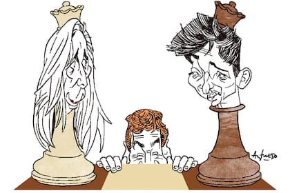 Karina Milei, Diego Santilli y Santiago Caputo