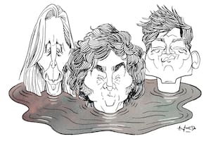 Karina Milei, Javier Milei y Santiago Caputo