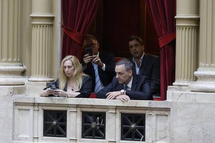 Karina Milei y Manuel Adorni siguen el debate en los palcos que dan al recinto de la Cámara de Diputados