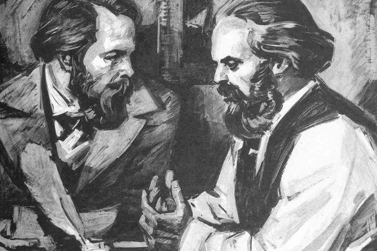 Karl Marx y su amigo Friedrich Engels