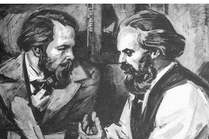 Karl Marx y su amigo Friedrich Engels