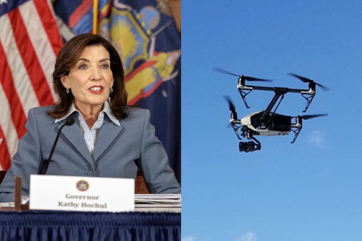 Kathy Hochul anunció el despliegue de drones para controlar la presencia de tiburones en la costa