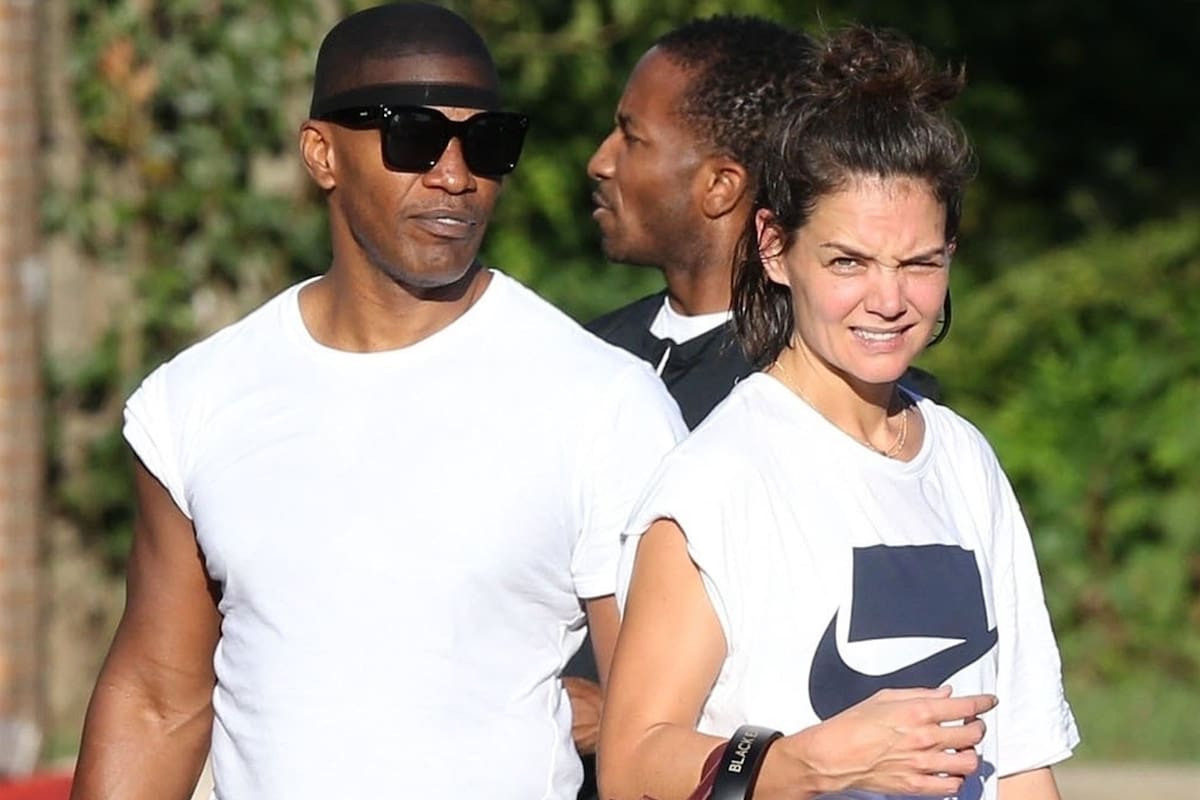 Katie Holmes y Jamie Foxx al salir del gimnasio, en Atlanta