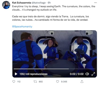 Katya Echazarreta contó que en las noches todavía imagina que está en el espacio