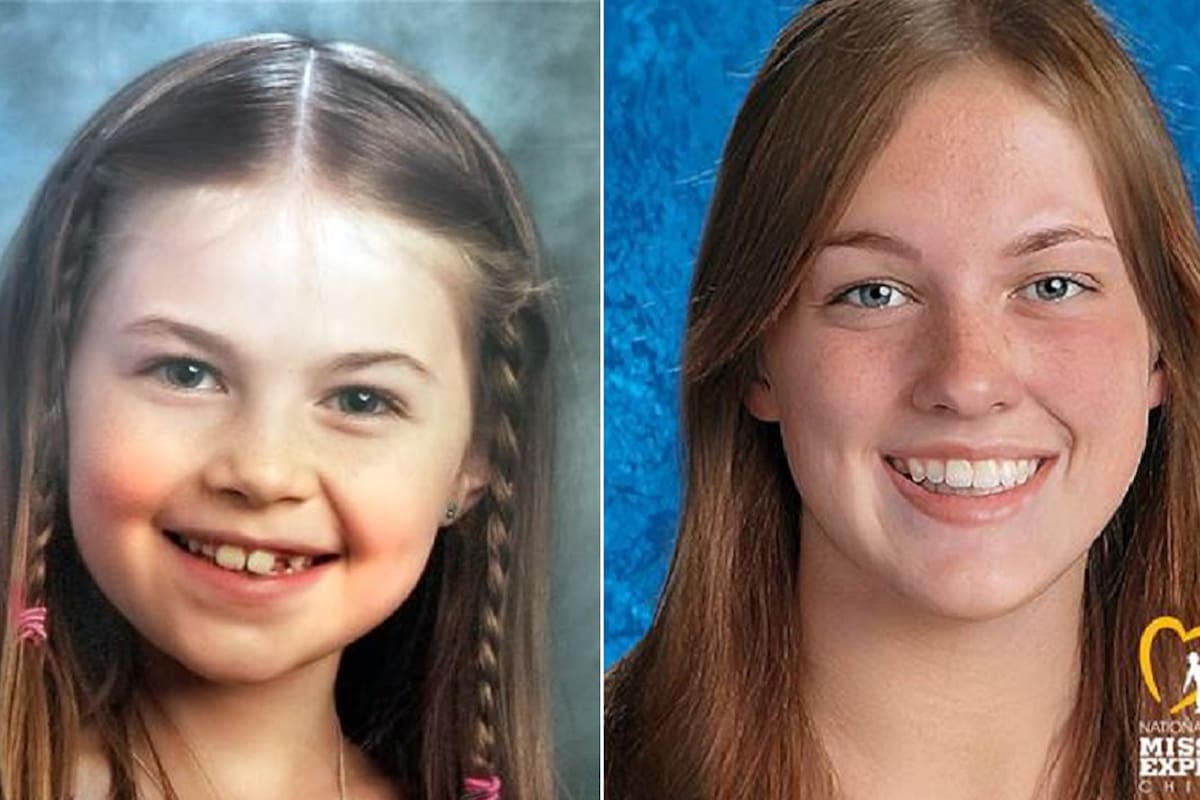 Kayla Unbehaun, al momento de su desaparición y de su hallazgo