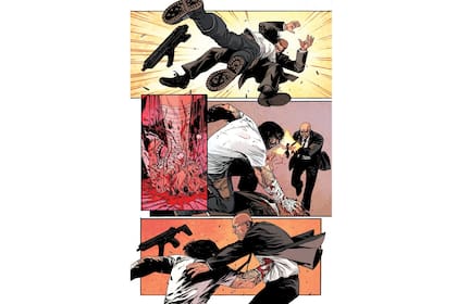 Al inicio del cómic, el personaje con los rasgos físicos de Keanu Reeves es un agente encubierto del Gobierno de los EE.UU. Dibujos de Alessandro Vitti.