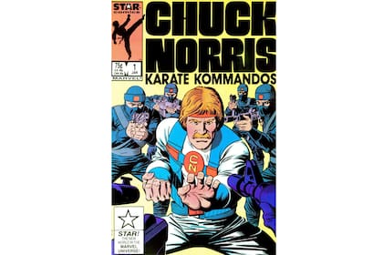 Dibujo de Mike Zeck para la portada de Chuck Norris the Karate Kommandos (enero de 1987), publicado por Marvel Comics.