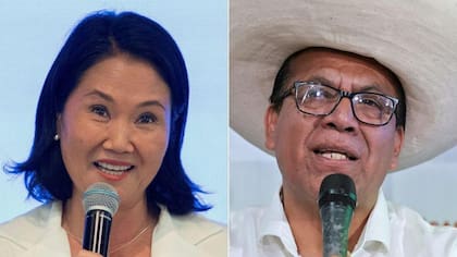 Keiko Fujimori, candidata presidencial del partido Fuerza Popular, y Roberto Sánchez, candidato del partido Juntos por el Perú