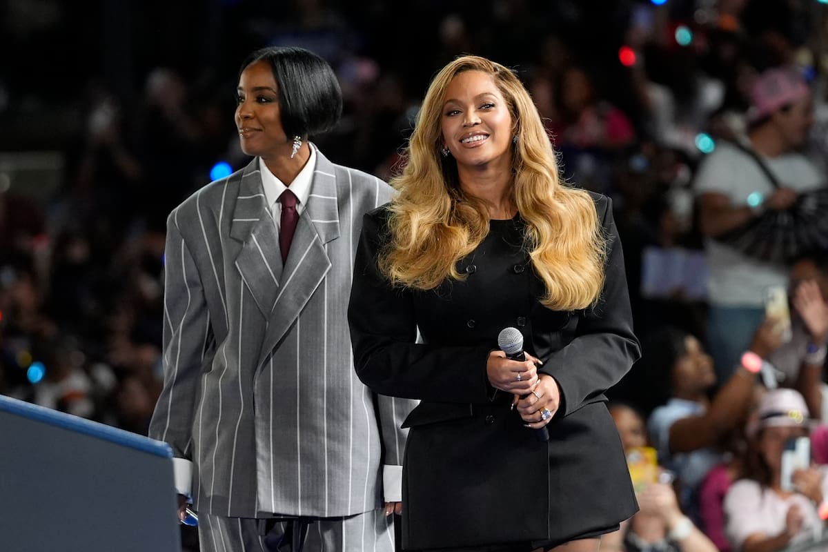 Kelly Rowland y Beyoncé participaron en el acto de campaña de Kamala Harris