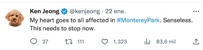 Ken Jeong se sumó a las condolencias por el tiroteo en California