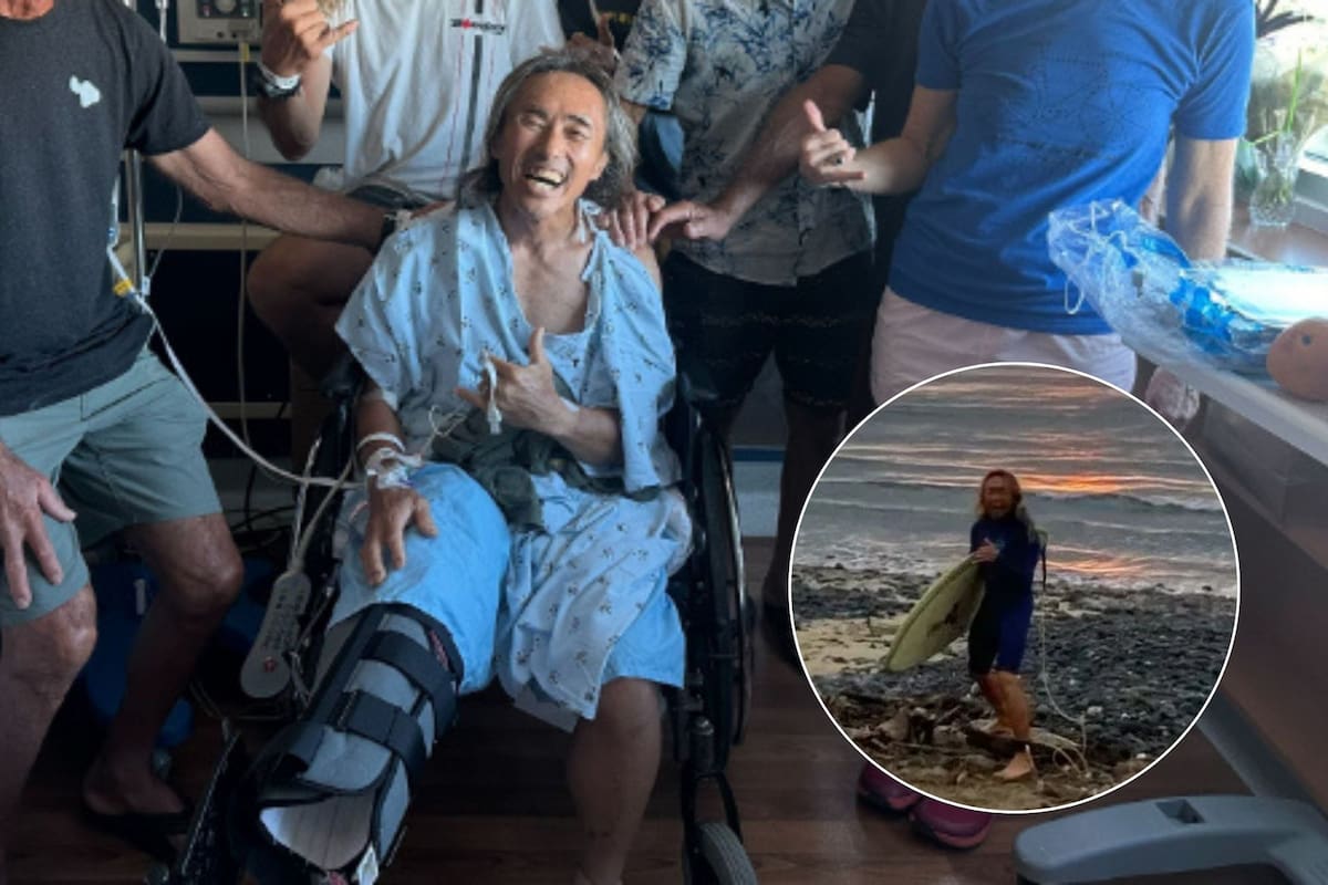 Kenji Nonaka surfeaba en Waiehu Beach Park cuando fue embestido por un tiburón (Captura de video/Hawaii News Now)