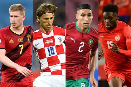 Kevin De Bruyne, Luka Modric, Achraf Hakimi y Alphonso Davies, las estrellas del grupo F del Mundial Qatar 2022