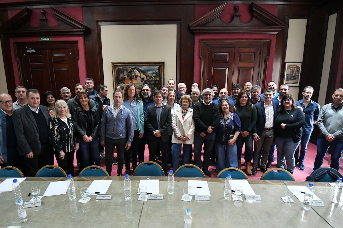Kicillof con gremios esta mañana en la Casa de Gobierno