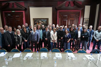 Kicillof con gremios esta mañana en la Casa de Gobierno