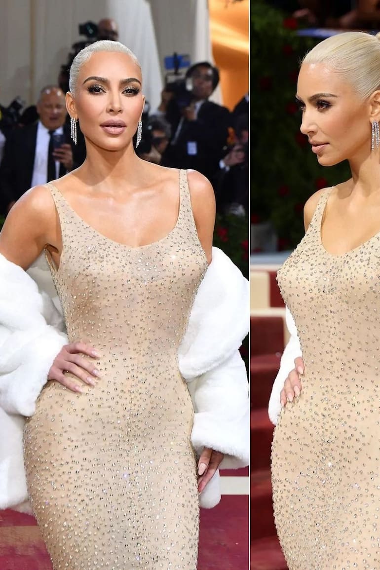 Kim kardashian bajó 8 kilos para ponerse el icónico vestido de Marilyn Monroe. En diálogo con LA NACION, Pattison Jr, su dueño, desmiente a los medios de todo el mundo: "El vestido no se rompió"