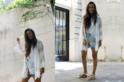 Kimono $1176 de Rimmel / Blusa $630 de Lia Trademark / Short $480 de Lia Trademark / Sandalias $1350 de Bailo Donnet
