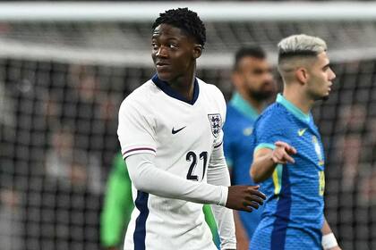 Kobbie Mainoo, durante el amistoso de Inglaterra y Brasil en Wembley