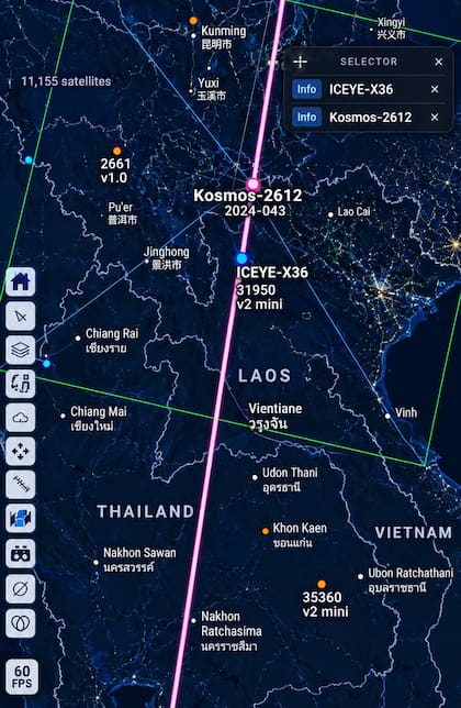 Kosmos 2612 se aceró al ICEYE-X36