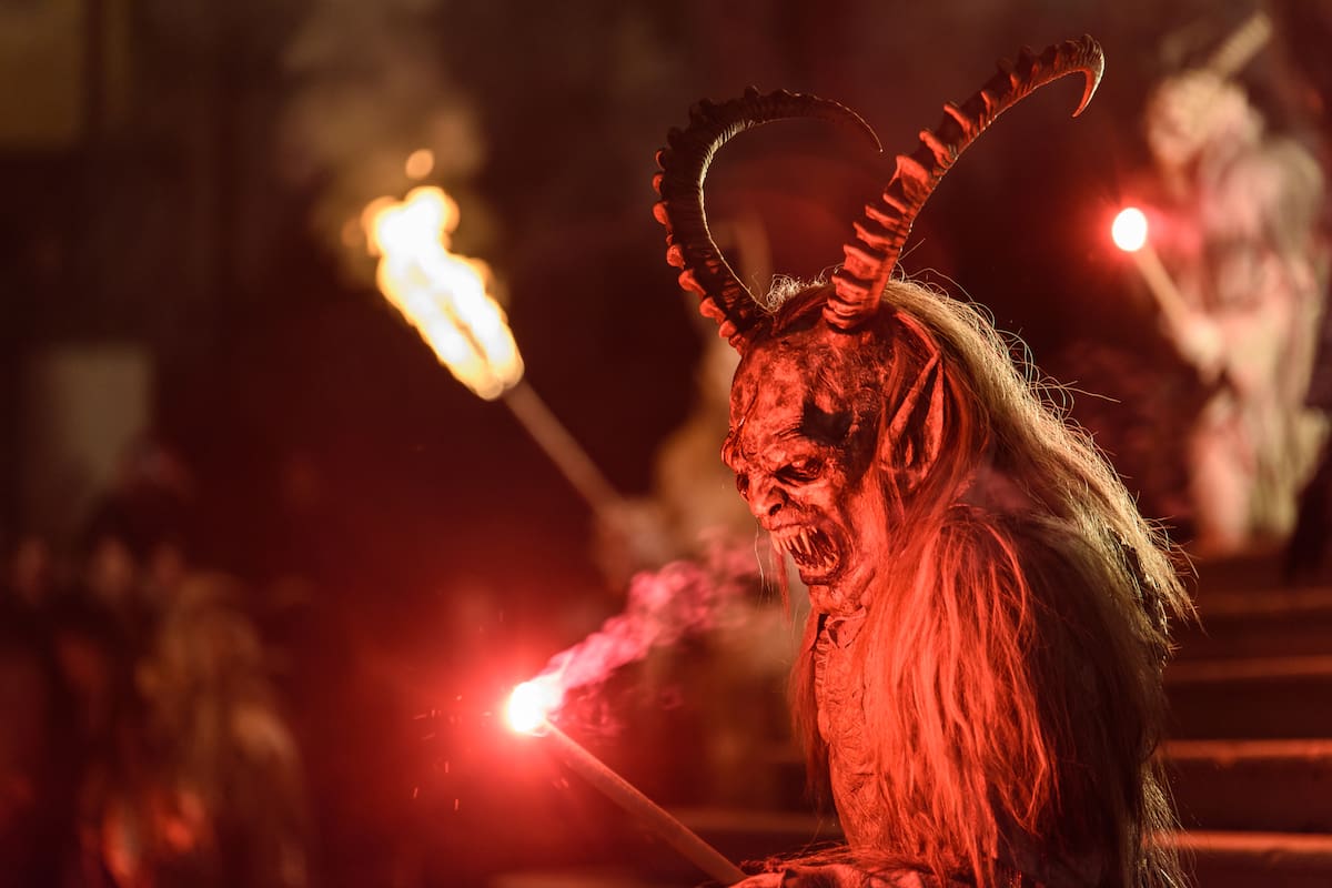 Krampus. Public show of Christmas devils