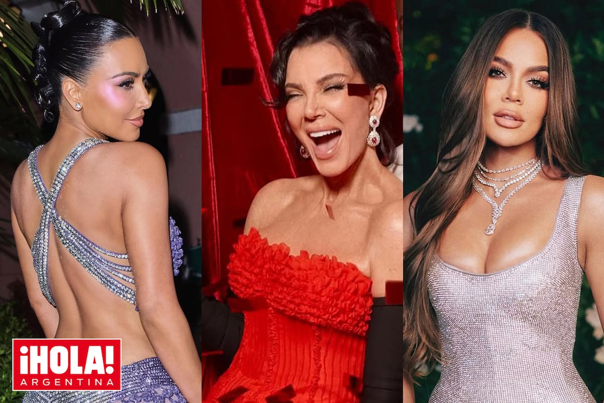 Kris Jennner, impecable de rojo, y sus hijas Kim y Khloé Kardashian