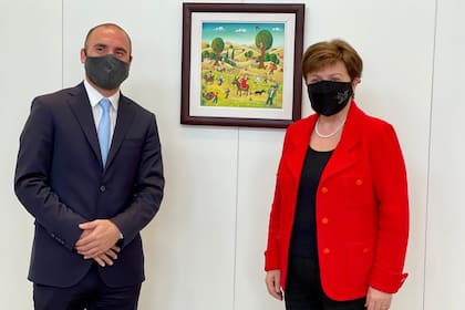 Kristalina Georgieva, directora gerente del FMI, y el ministro Martín Guzmán, durante su encuentro del martes en Washington