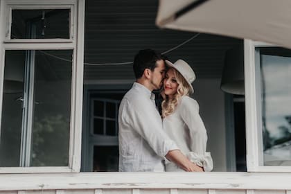 Kristina Joksimovic junto a su marido, Thomas, quien se declaró culpable de asesinato, en una foto de su matrimonio en 2018