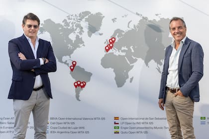 Kristoff Puelinckx y Martín Hughes, ejecutivos de Tennium, la empresa -hasta ahora- propietaria del torneo de Buenos Aires