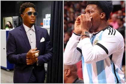 Kyle Lowry vestido con una camiseta de la selección argentina, unos meses atrás; ahora está muy contento por el futuro arribo de Lionel Messi.