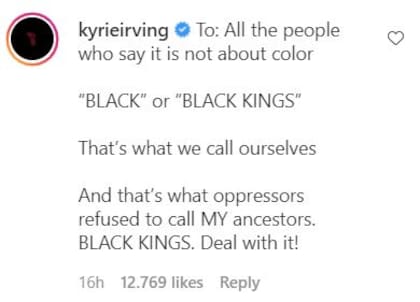 Kyre Irving recibió críticas por llevar la discusión al plano del racismo