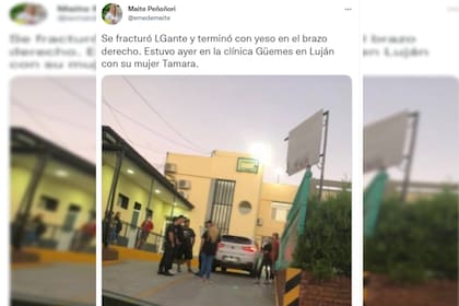 L-Gante se fracturó el brazo (Foto Twitter @emedemaite)
