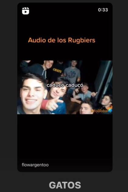 L-Gante subió a su Instagram el audio y la foto de los acusados de matar a Fernando Báez Sosa y escribió: "Gatos"
