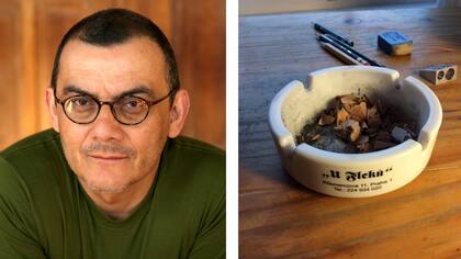Castellano Moya: "Este es un cenicero que compré en la taberna U Fleku, de Praga, donde el poeta salvadoreño Roque Dalton escribió su estupendo y largo poema ''Taberna (conversatorio)''. Yo no fumo, pero muchas veces escribo a mano, y cada vez que saco punta a los lápices, lo hago sobre ese cenicero
