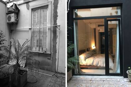 La abertura original fue reemplazadapor un gran ventanal que comunica el patio con el dormitorio.