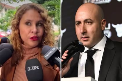 La abogada Margarita Arce junto a su defendido, el exasesor de Javier Milei, Fernando Cerimedo