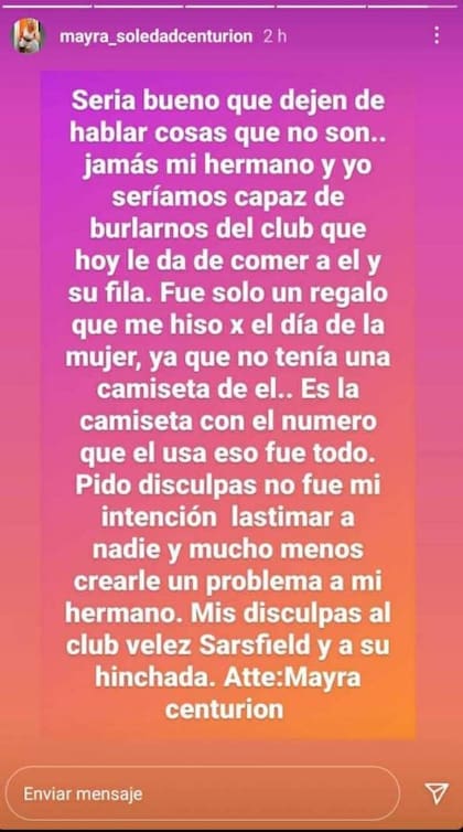 La aclaración de la hermana de Ricardo Centurión tras la polémica generada por un mensaje suyo en el Día de la Madre