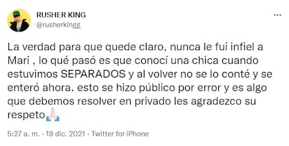 La aclaración de Rusherking sobre los rumores de infidelidad de María Becerra